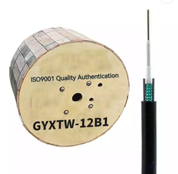 12 کابل فیبر نوری هوایی فیبر GYXTW G652D / SM 1500N برای ارتباطات مخابراتی