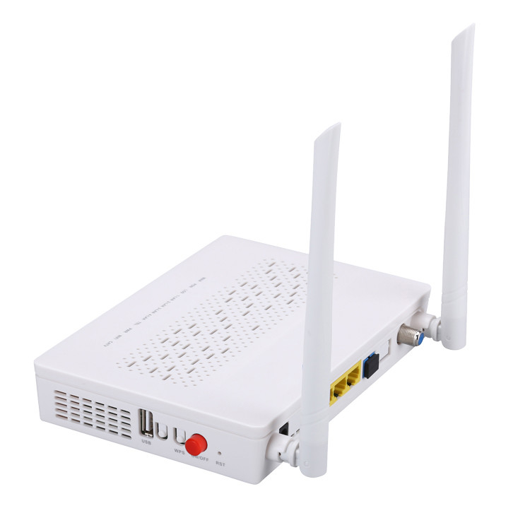 TX 1310nm RX 1490nm FTTH ONU ONT 3FE 1GE WIFI POTS CATV 2T2R Mode 5DBI Gain Frequency 2.4G