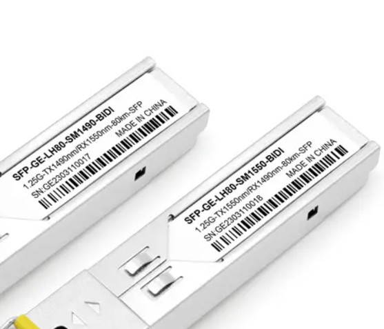 فرستنده گیرنده فیبر نوری SFP 1.25G 80km 1490/1550nm کانکتور SC سازنده BIDI OEM