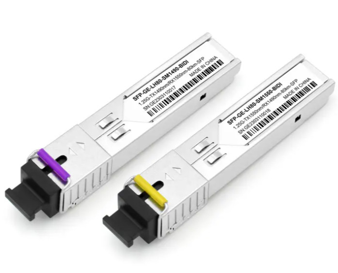 فرستنده گیرنده فیبر نوری SFP 1.25G 80km 1490/1550nm کانکتور SC سازنده BIDI OEM