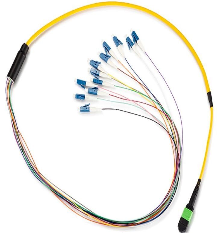 کابل PTP MTP To LC MPO ، کابل فیبر نوری PVC MPO 0.9 mm 12 هسته ای