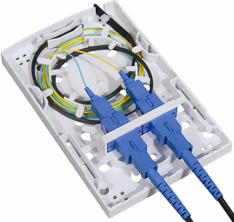 FTTH 2 هسته فیبر نوری جعبه خاتمه PC ABS 2 عدد آداپتورهای داخلی یا خارجی